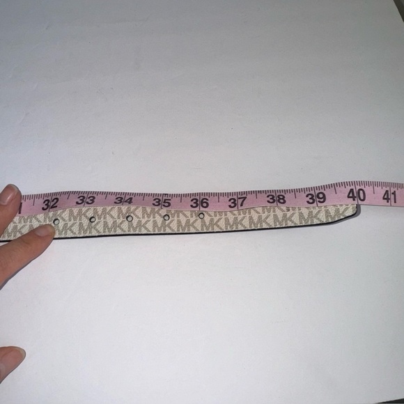 Michael Kors Reversible Belt MK Monogram Canvas Dark Navy Blue Medium / Large - Picture 10 of 10